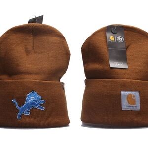Brand New Detroit Lions NFL Carhartt ‘47 Brown Beanie Winter Hat OSFM